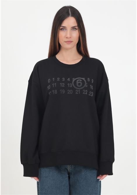 Black crewneck sweatshirt for women and girls with Numerique print MAISON MARGIELA | M60681MM006M6900